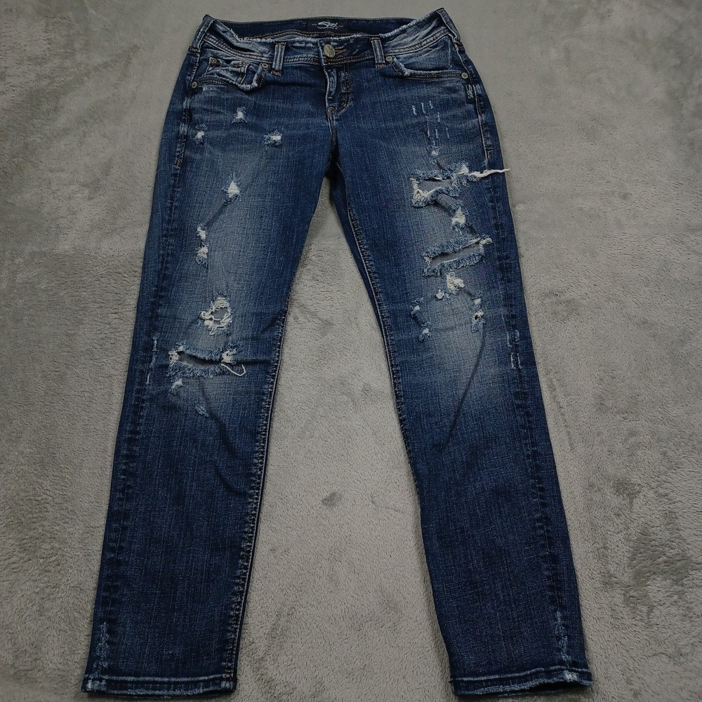 Silver Jeans Womens 27 Blue Sam Casual Denim Distressed‎ Pockets